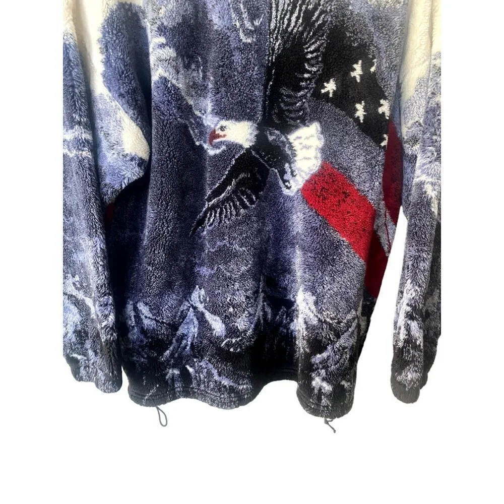 Bear Ridge Outfitters Eagle/U.S. Flag Full Zip Fleece Jacket Sz M Made USA - Picture 6 of 8